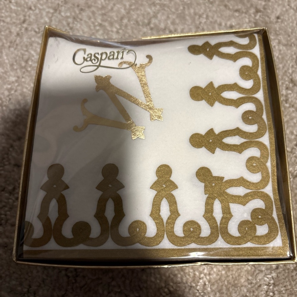 Caspari Box Of 30 Airlaid Initial Fancy W Cocktail Napkins